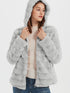 Damen Casual Kapuzenmantel aus Kunstpelz - Langarm Herbst Winter Jacke für Erwachsene